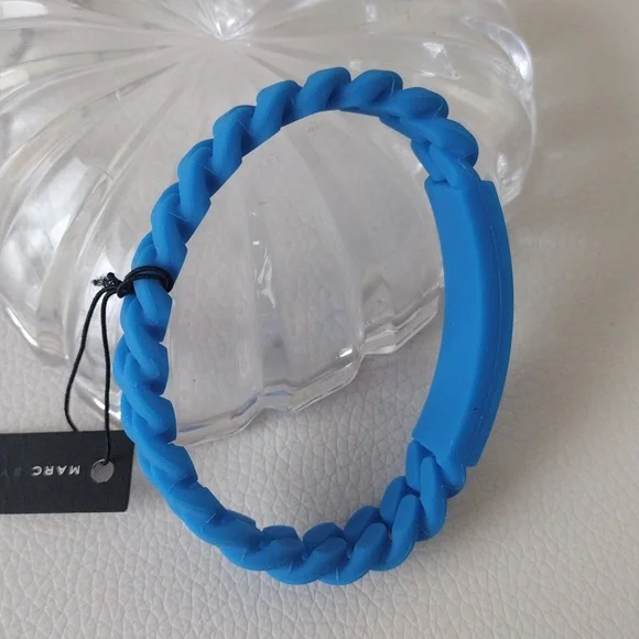 Marc By Marc Jacobs Vibrant Blue Coiled Silicone Jewelry Bracelet - Picture 6 of 9